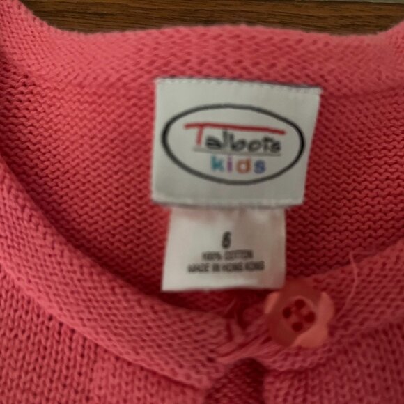 Talbots Kids Girls Pink Cardigan Sweater Size 6 Flowers - Picture 2 of 3